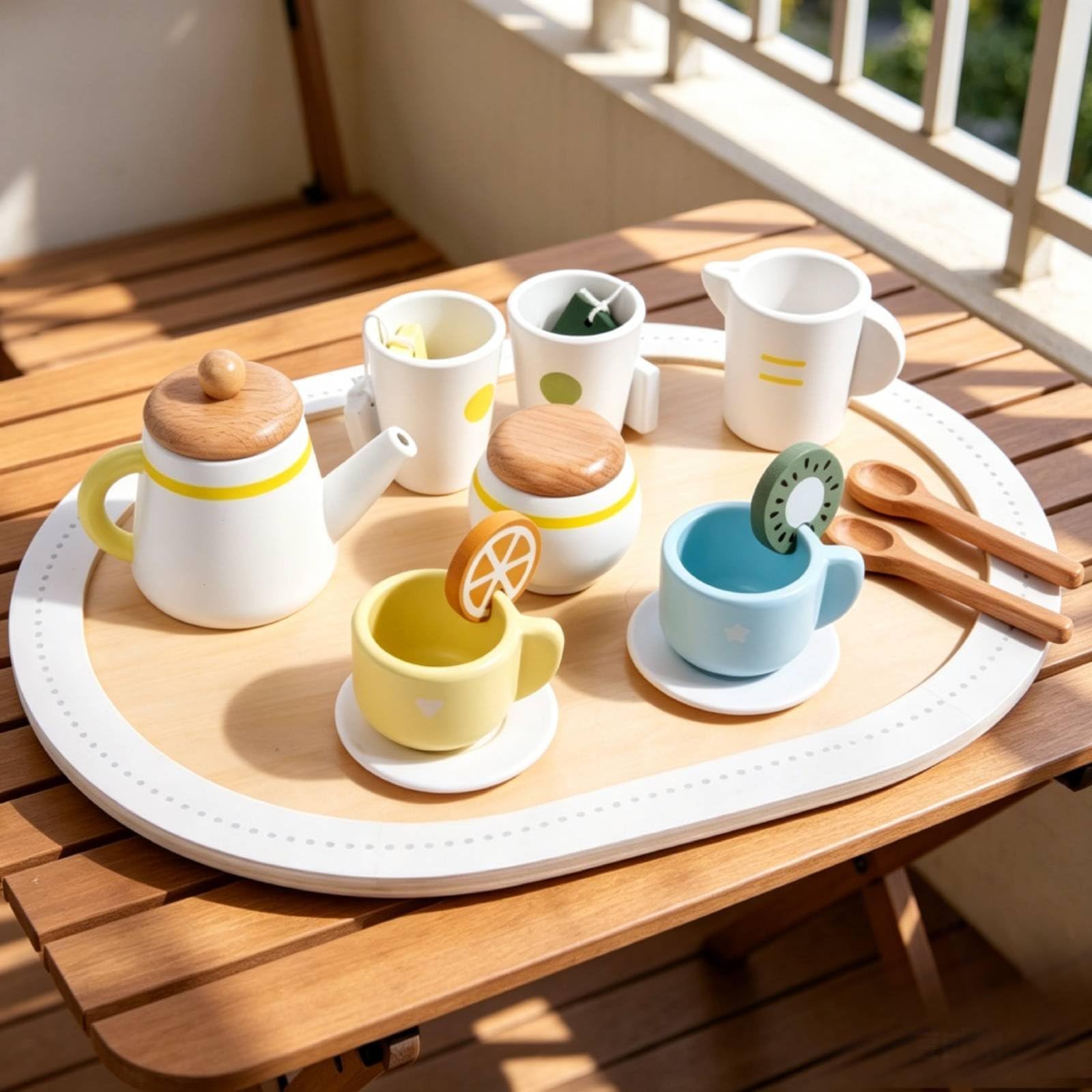 Amagogo Kinder Spielküchenspielzeug Küchenzubehör Teeservice Puppenküche Rollenspielfiguren Kreatives Zusammenspiel für Kinderzimmer Kindergarten