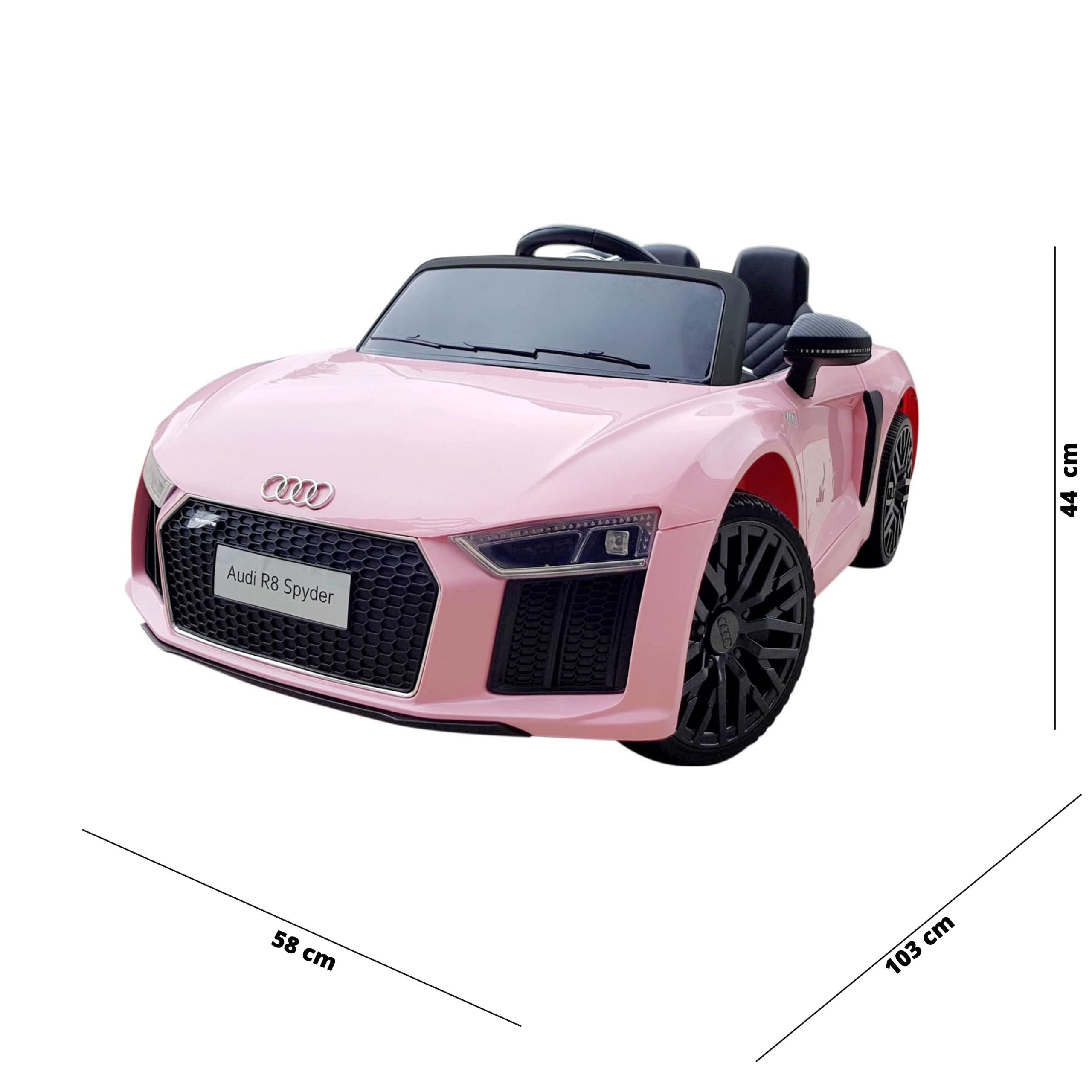 TOYSCAR Macchina Elettrica per Bambini Audi R8 Spyder Full Optional Auto Elettrica per Bambini Telecomandata Sedile in Pelle Porte Apribili Doppio Motore Elettrico 12V Rosa
