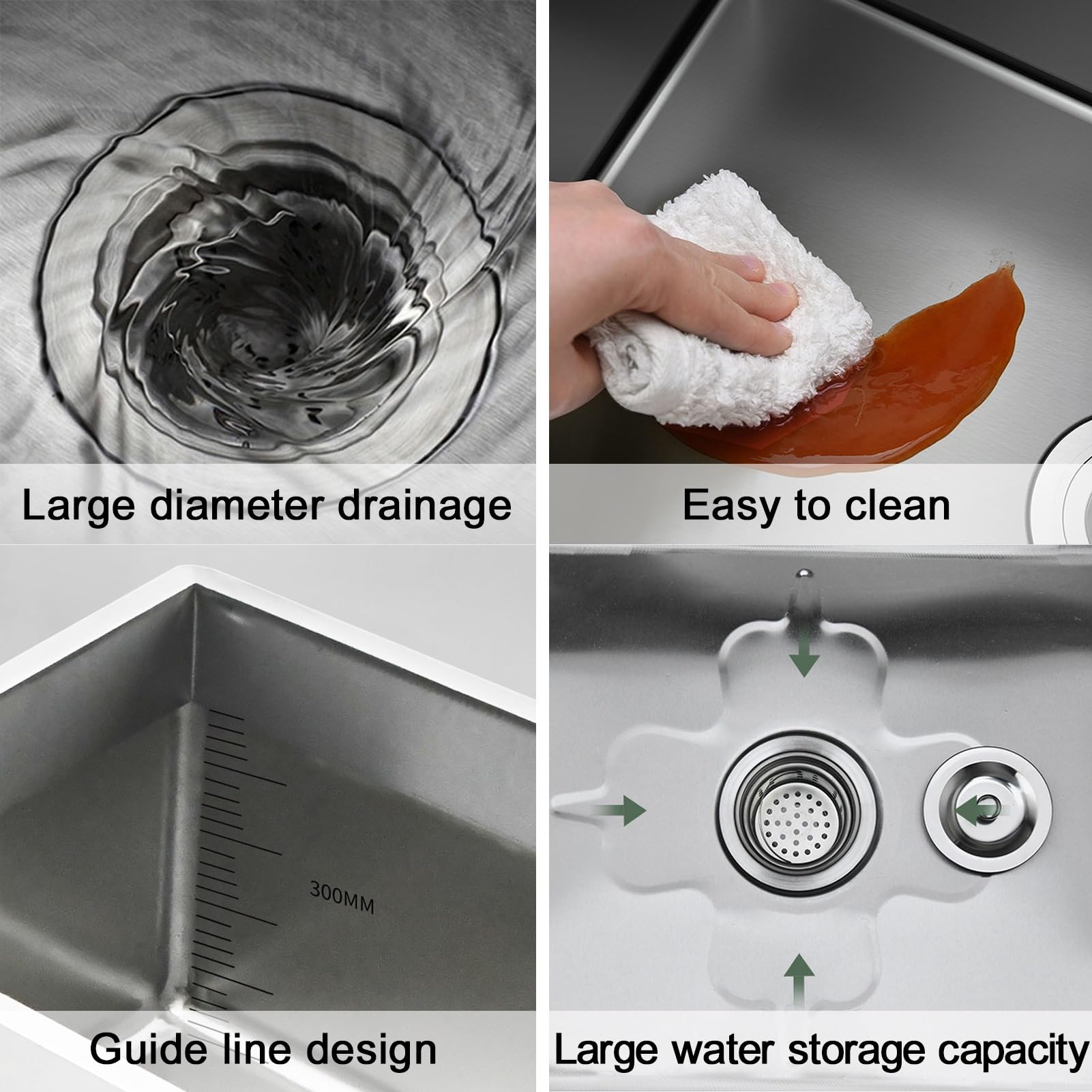 GOCHUSX Lavello in acciaio inox 80 x 41 x 110 cm per uso commerciale e domestico, stazione di lavaggio per lavanderia a pavimento per una pulizia efficiente e smaltimento dei rifiuti