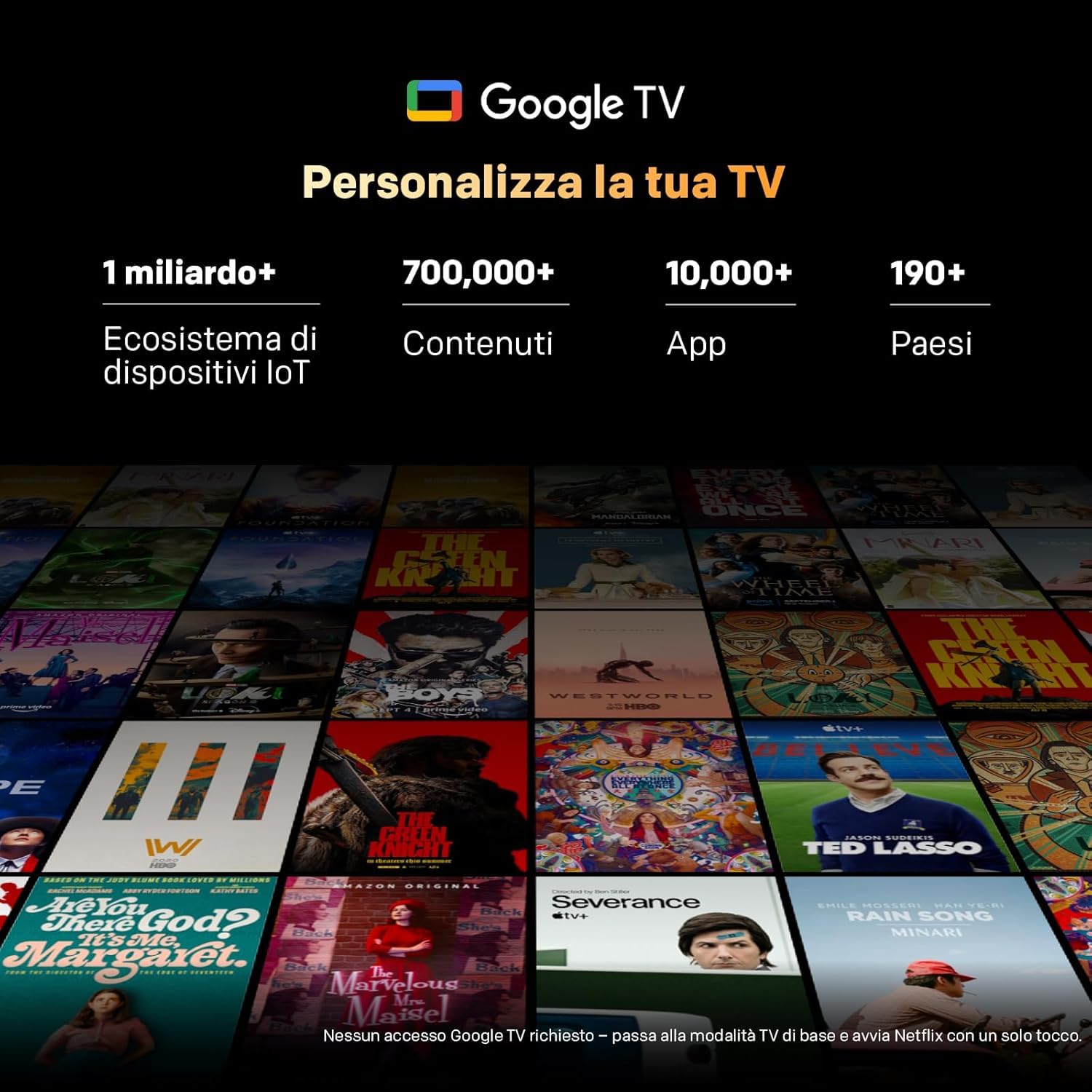 Metz 60 Pollici QD-MiniLED Smart TV con Google TV Full Array Local Dimming QLED Dolby Atmos Dolby Vision MEMC HDR 10+ UHD DVB-T/T2/C/S/S2 HEVC Main10 CI+ (MNH7000Z, 2026 Nuovo Modello)