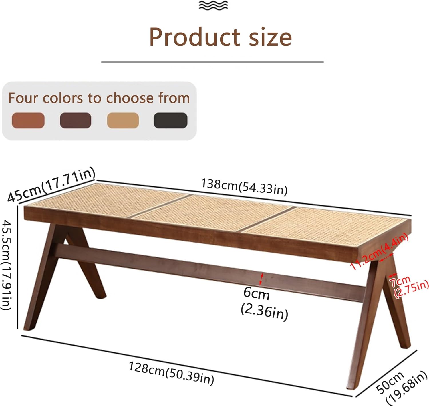 Dining Room Bench,Shoe Rack Bench Seat,Small Entryway Stool,Farmhouse Bench with Rattan Woven Top,Mid Century Modern End of Bed Bench,Solid Wood Benches for Living Room,Kitchen,Entry Way,Hallway(Black