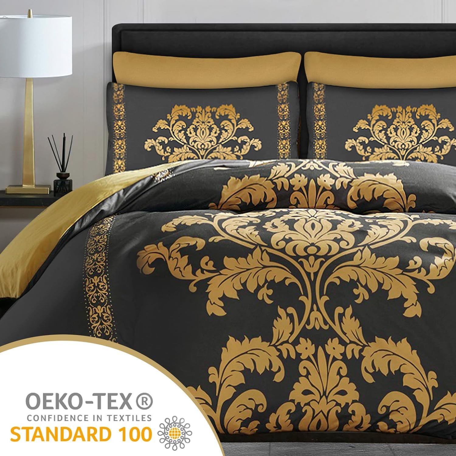 LAZZARO Super King Duvet Cover Set - Brushed Microfiber