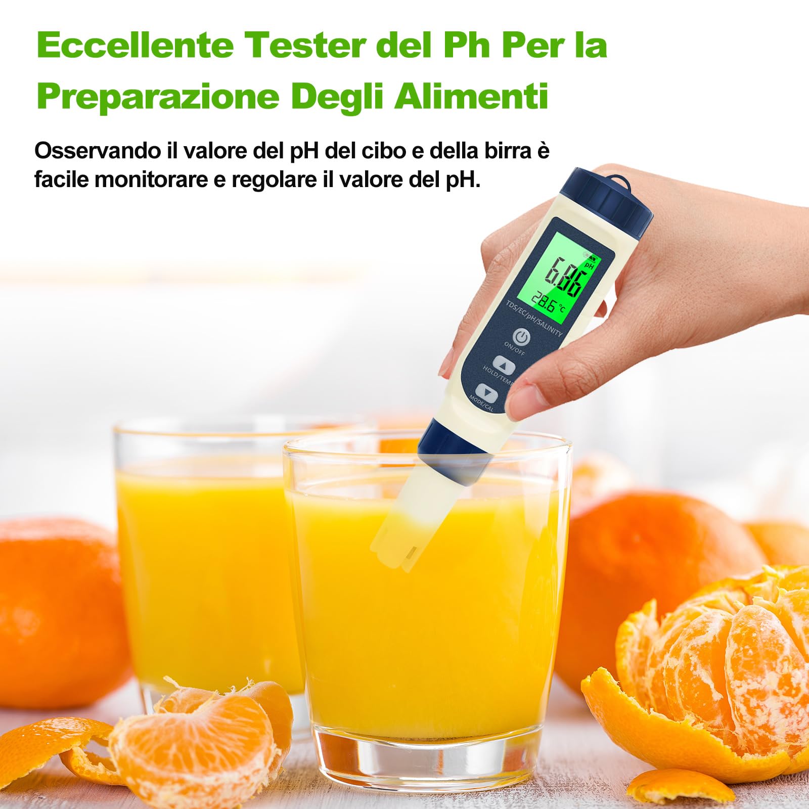 Pious Misuratore ph, pH/TDS/EC/Salinità/Termometro 5 in 1 con Display LCD, Misuratore Ph Acqua alta Sensibilità, Compensazione Automatica della Temperatura, Adatto per Coltura Idroponica, Piscina