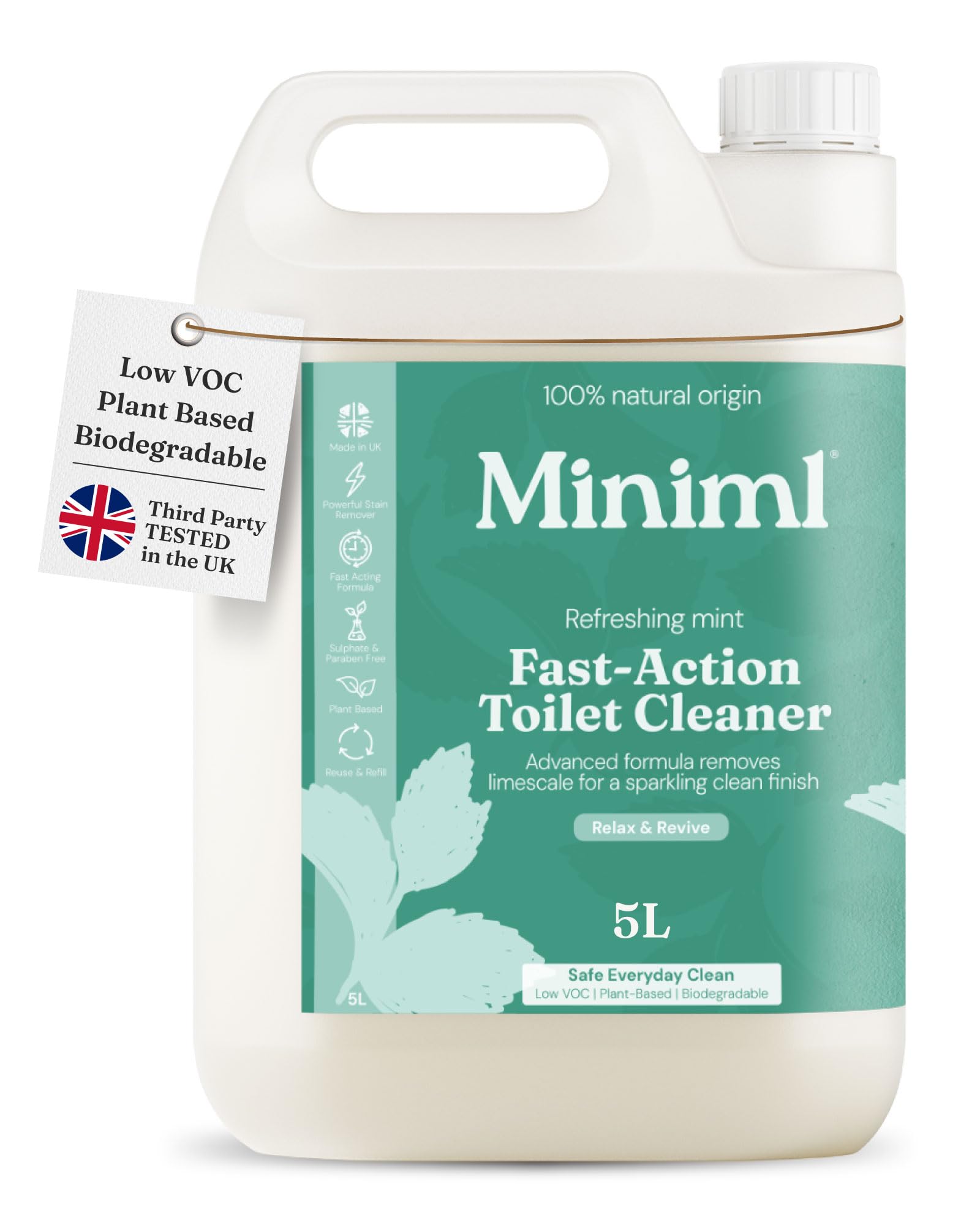 Miniml Green/Light Toilet Cleaner Refreshing Mint 5L Bulk Refill Eco-Friendly Gel