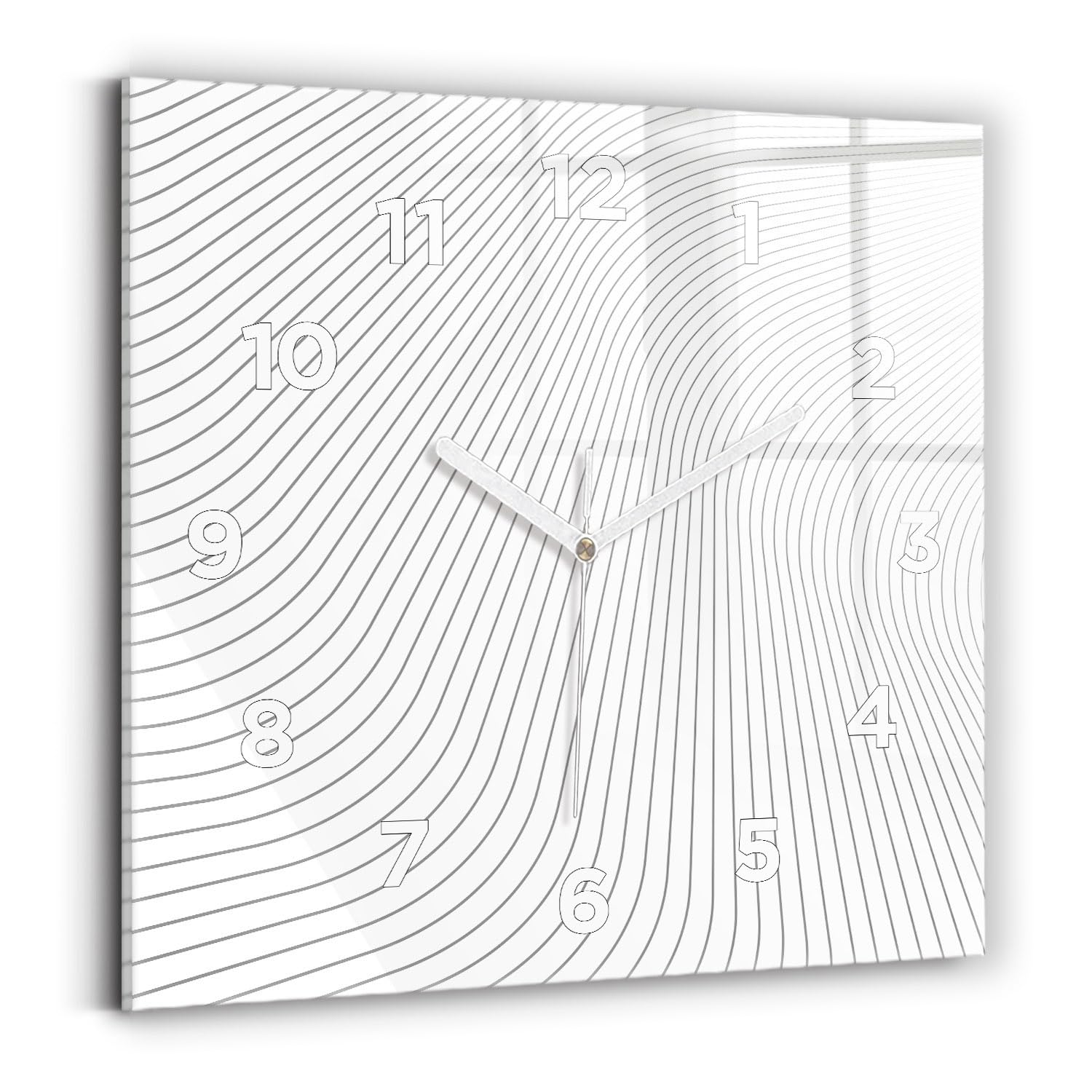 Horloge carrée Wallfluent 30x30 cm à mécanisme silencieux et lignes d'abstraction