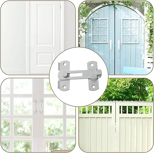 Miniatura 6 de 4 pestillos de puerta de granero de 3.94 pulgadas, cerradura abatible de 180 para puertas correderas, pestillos de puerta de seguridad para