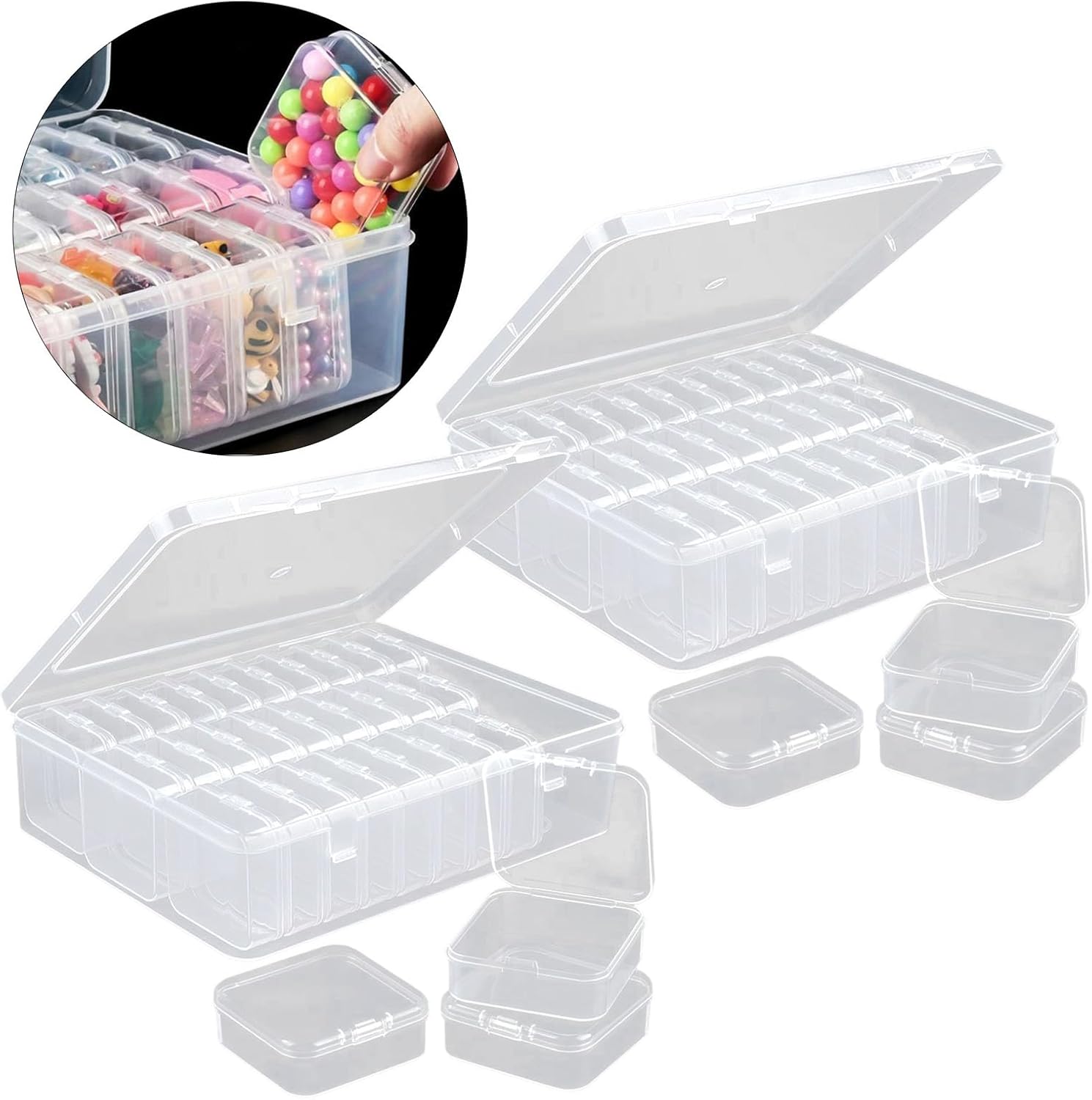 Stylish 30 Compartment Clear Organizers Box Sturdy Storage Case Portable for Jewelry Beads Desk Accessories