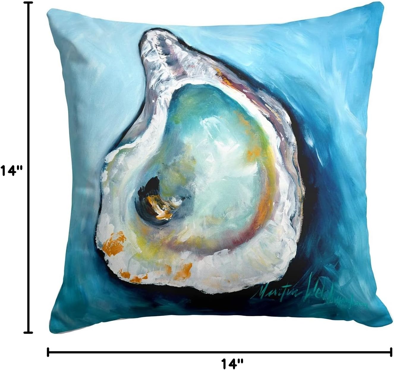 Caroline's Treasures MW1143PW1414 Oyster Fabric Decorative Pillow Machine Washable, Indoor Outdoor Decorative Pillow for Couch, Bed or Patio, 14Hx14W