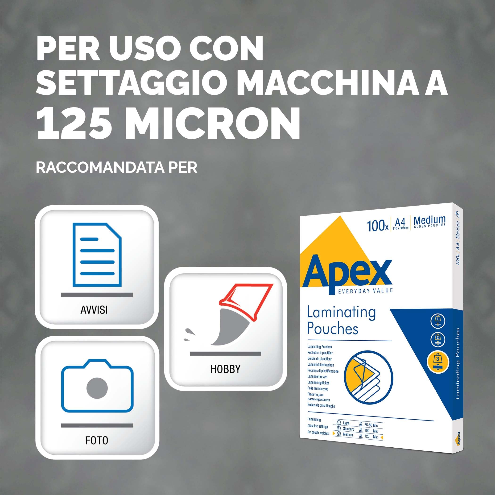 Fellowes Apex Pouche per Plastificazione A4, Finitura Lucida, 100 Fogli
