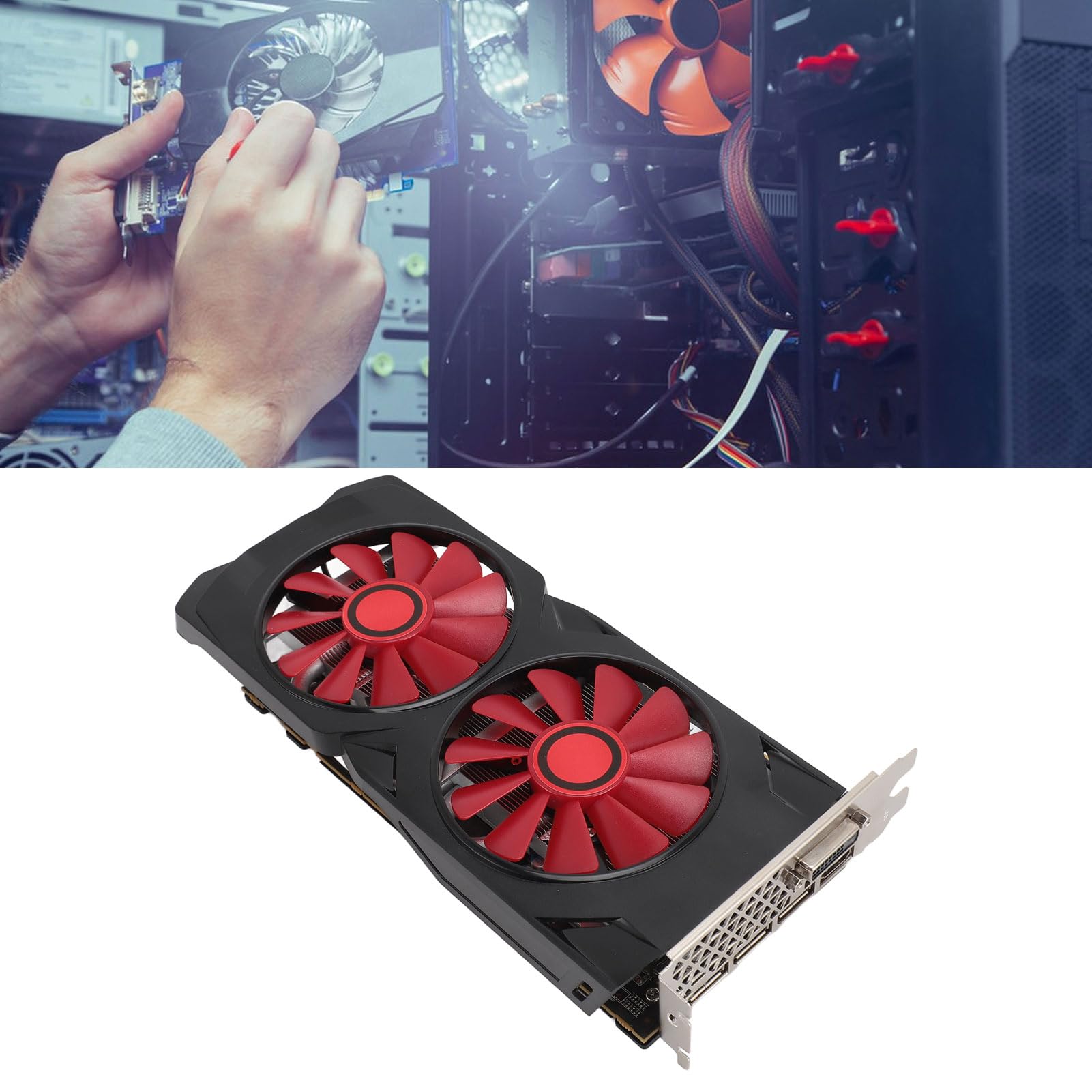 RX580 8GB GDDR5 256Bit - Tarjeta gráfica para videojuegos (256 bits, silenciosa, doble ventilador, tarjeta gráfica PCI Express 2.0, 16X, para ordenador de sobremesa