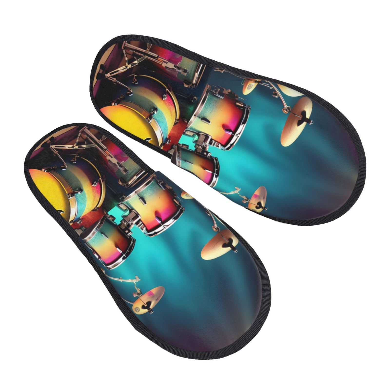 Cool Drums Set Plush Winter Slippers for Indoor Use, Soft Warm House Slippers for Guests and Home Comfort Unisex