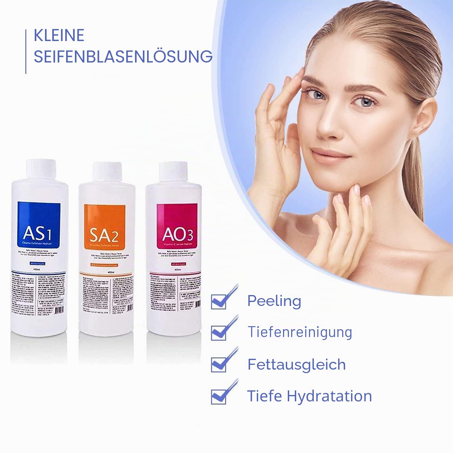 Aqua Peeling Solution, Top Salon Skin Scrub, Hydra Skin Scrub Special, Small Bubble (3 Flaschen x 400 ml)