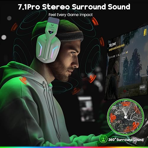 Miniatura 2 de WESEARY Wireless Gaming Headphones for PS5, PS4, PC, Switch, Mac - 7.1 Surround Sound, Bluetooth Headset with Microphone and 50mm Drivers