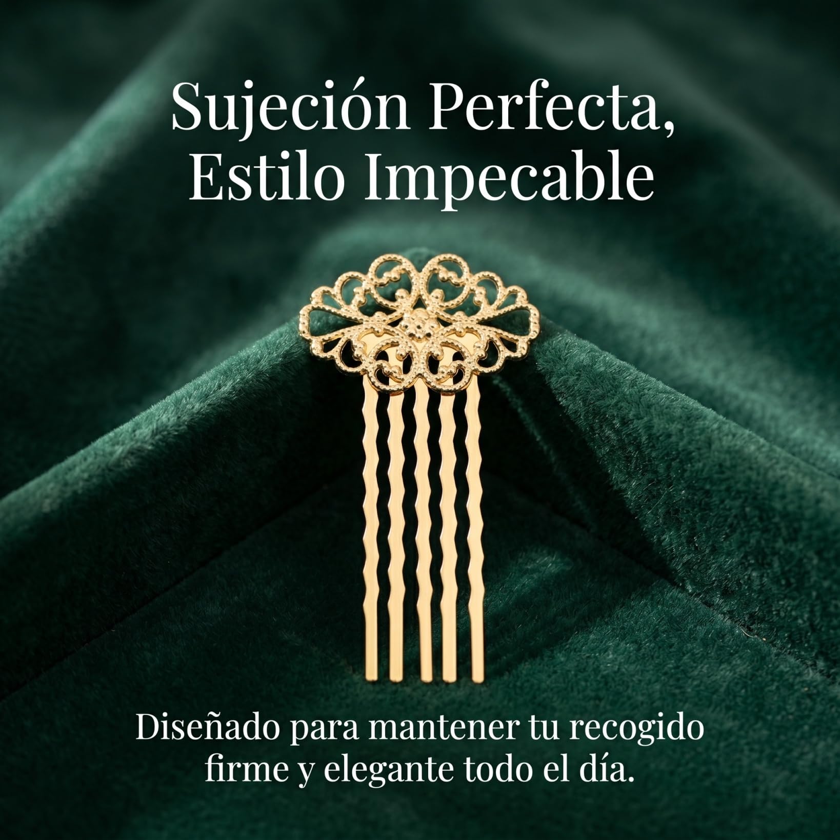 POPETPOP Pack de 10 Peinetas para el Pelo, Horquillas de Metal de 5 Dientes para Moño Bajo y Recogidos, Adornos con Tocado Dorado para Novia o Tocado Boda Invitada