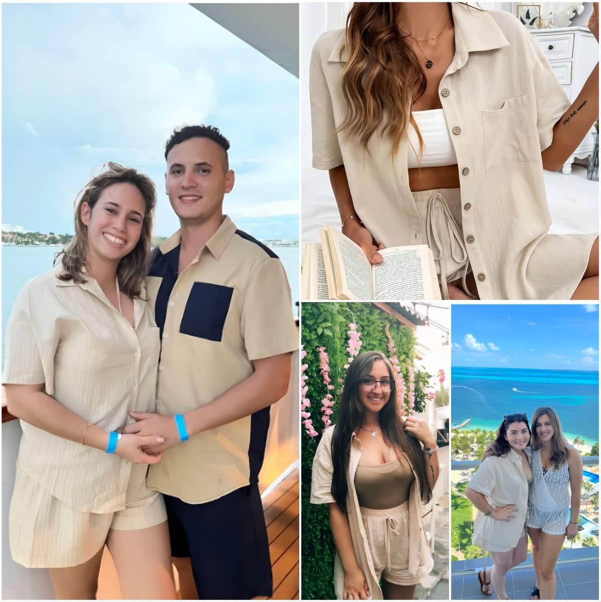 Zeagoo Linen Shirts for Women Cotton Short Sleeve V Neck Collared Button Down Blouses Tops S-3XL - Image 6