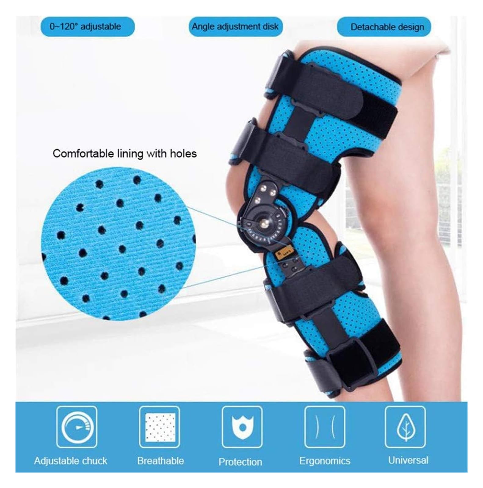 Rodillera Deportiva con Bisagras Bloqueables - Soporte de Rodilla Ajustable y Transpirable para Artrosis, Running y Fútbol - Órtesis Estabilizadora (Talla S/M/L)