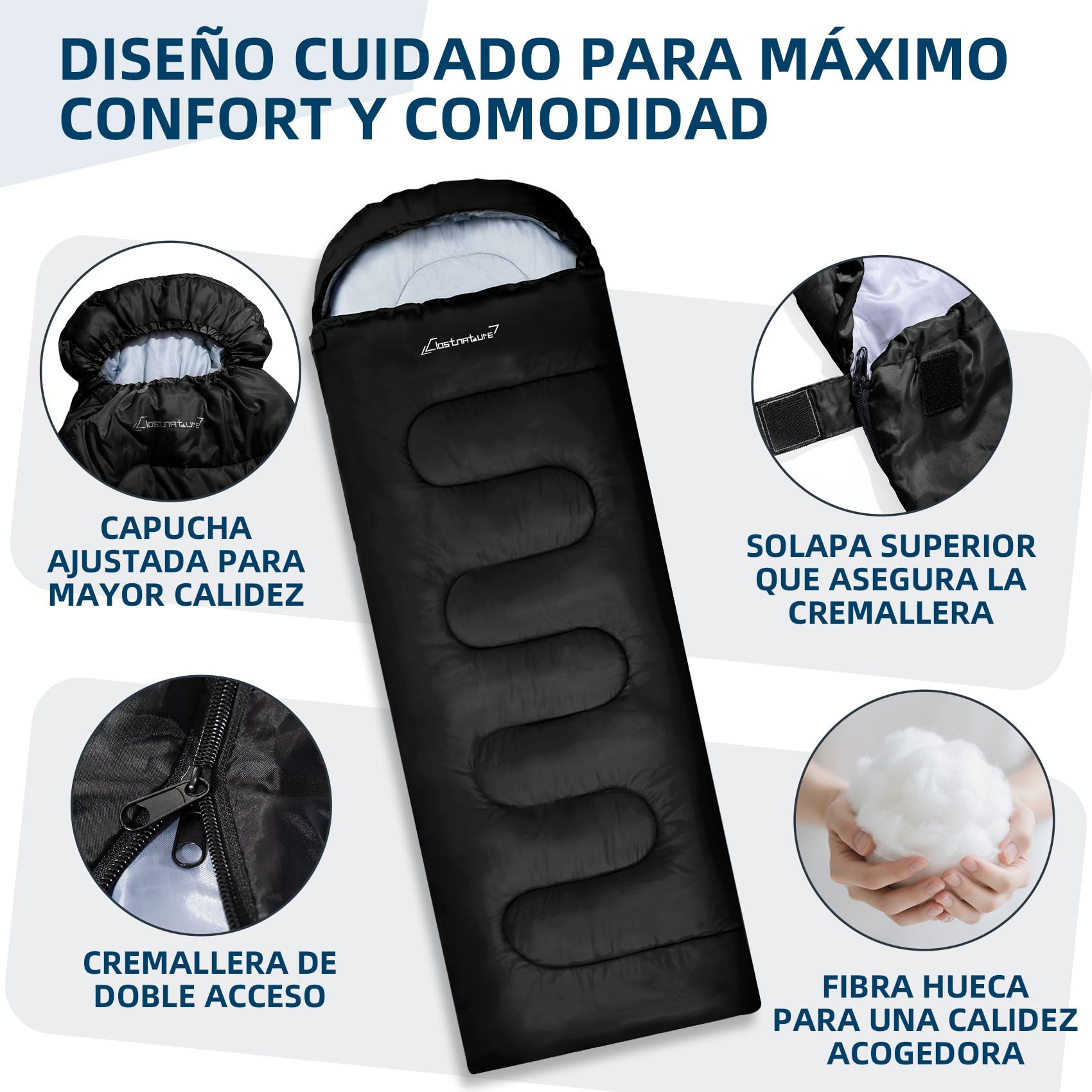 Clostnature Saco de Dormir Adulto Ligero y Compacto - Saco Dormir Ultraligero 3 Estaciones para Camping, Portátil, Senderismo y Mochilero, Excursiones - Cálido y Espacioso para Hombre, Mujer, Deportes