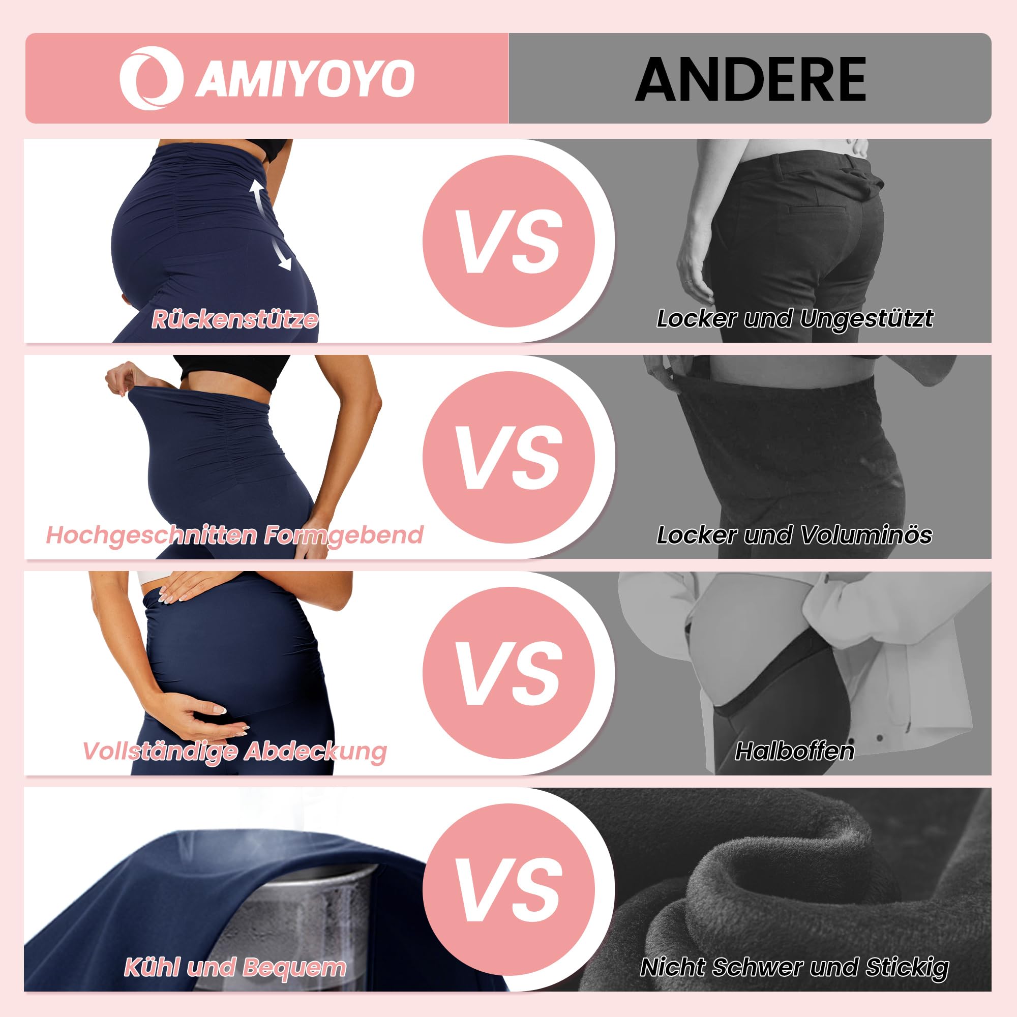 AMIYOYO Legginsy ciążowe, krótkie, moda ciążowa, spodnie ciążowe, letnie dla kobiet w ciąży, z wysokim stanem, nieprzejrzyste, elastyczne, damskie legginsy ciążowe