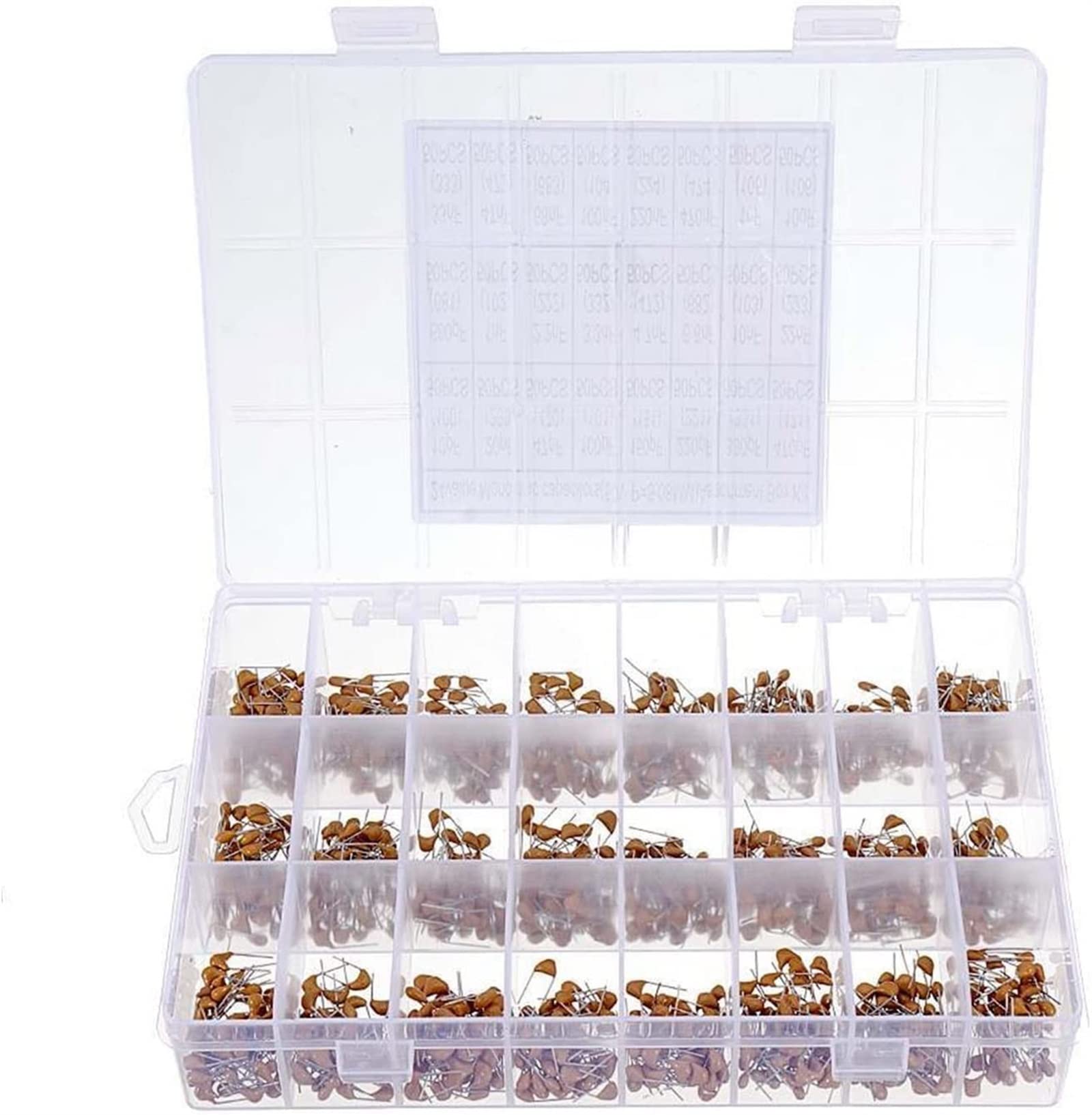 Kit de condensadores 1200 piezas 24 valores 50V 10pF-10uF condensador cerámico monolítico Kit surtido de condensadores
