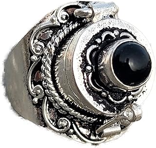 Black Onyx Ring, Poison Box Ring, Poison Ring, Black Stone Ring, Promise Ring, Healing Crystal Ring, Locket Ring, Natural Black Onyx ~ Gemstone Box Ring, Round Stone Ring, Poison Pill Box, Openable Box Ring, Self-Love Ring, Handmade Poison Ring, Women Gift Ring, Best Gifts