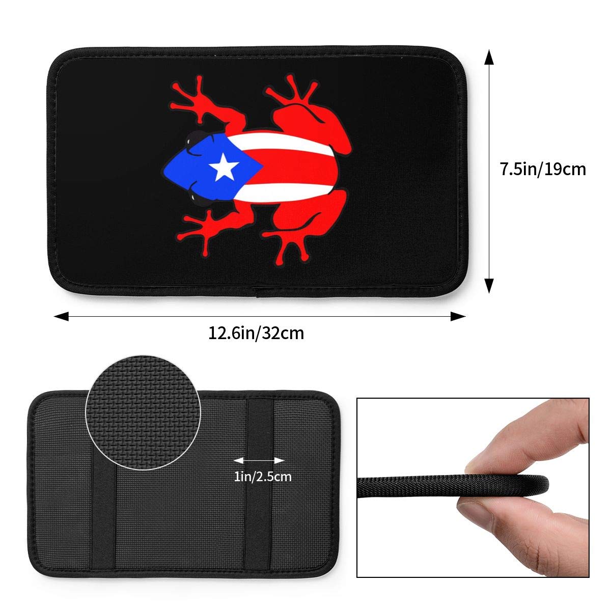 Funda para reposabrazos de coche con diseño de rana puertorriqueña, cojín para consola central de coche, cojín suave para el reposabrazos del coche, caja universal para decoración