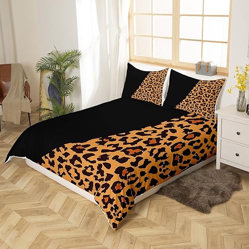 Miniatura 4 de Juego de ropa de cama con estampado de leopardo, tamaño Queen, juego de funda de edredón de animales de guepardo africano de vida silvestre para