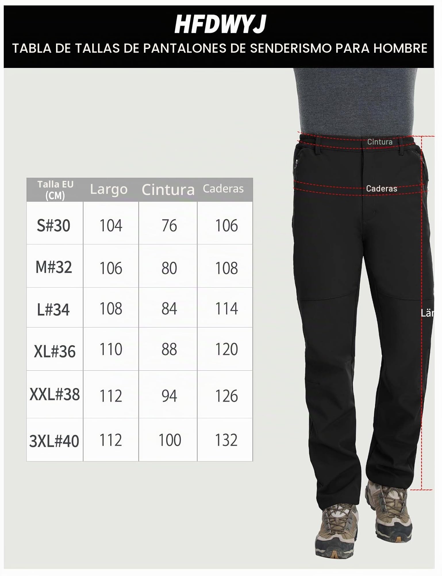 Pantalones de Trekking Impermeables para Hombre Forrado Pola Esquí Montaña