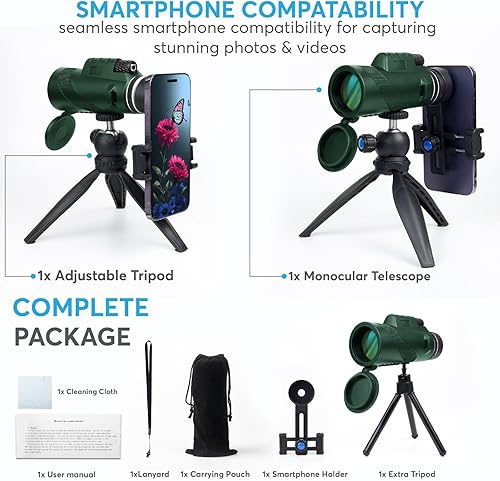 Miniatura 3 de Telescopio monocular de alta potencia de 80 x 100 para teléfonos inteligentes, monoculares para adultos, telescopio monocular de alta definición