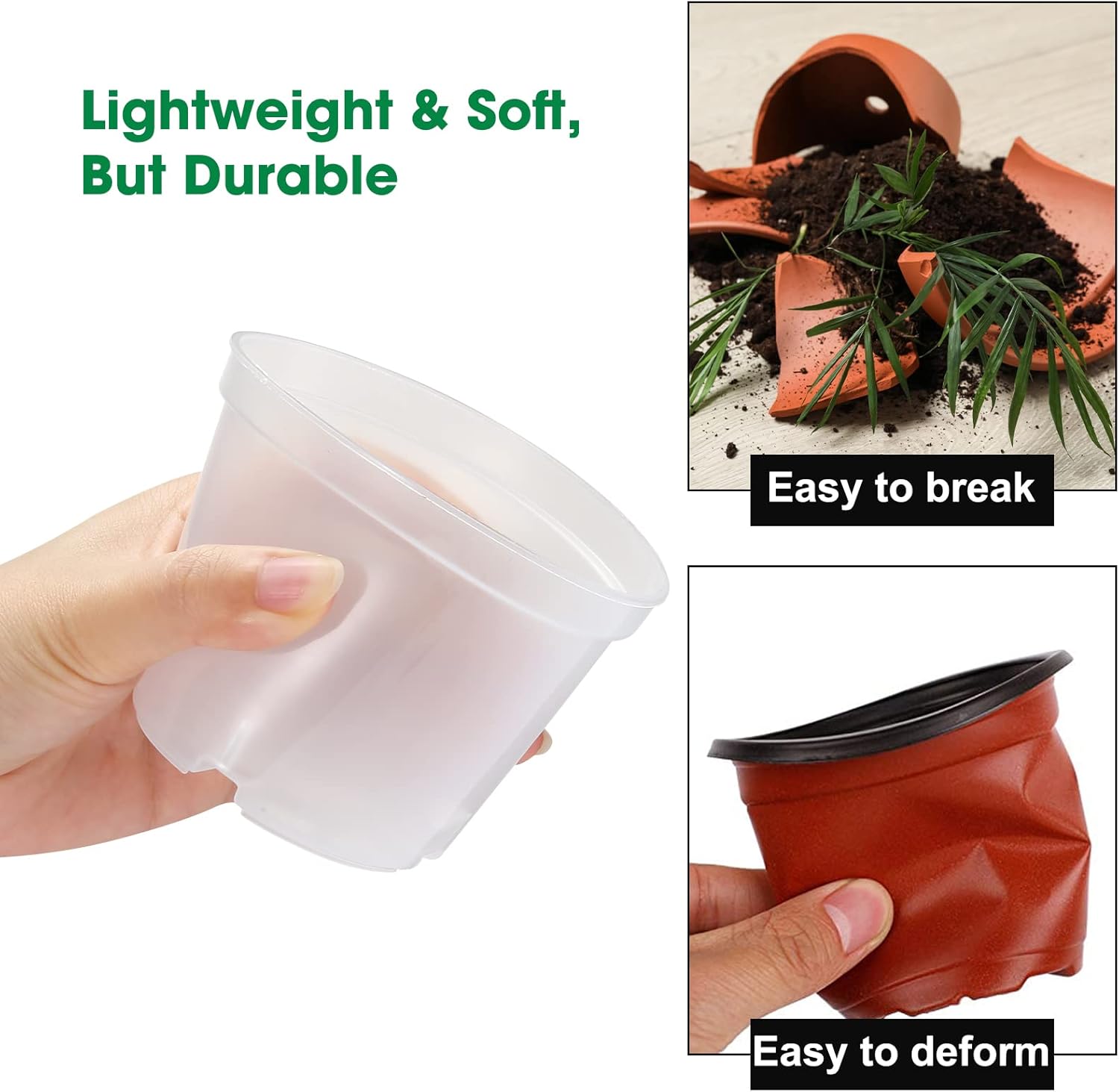 30 Pcs 3.5 Inch Clear Nursery Pots for Plants, Transparent Plastic Plant Pots with Drain Holes, Seed Starter Pots with 20 Plant Labels for Flowers Vegetable Seedlings