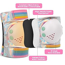 Adicop Kids Knee Pads for Girls Boys Toddler 3-8 Years Old Knee and Elbow Pads with Wrist Guards Youth Protective Gear Set for Skateboard Cycling Roller Bike Inline Scooter Skating