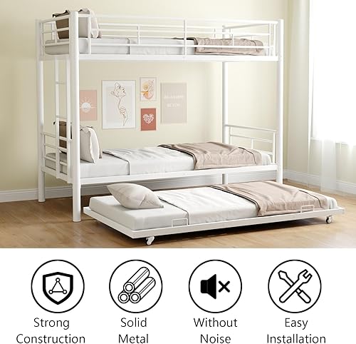 Miniatura 12 de GNIXUU Litera de metal con nido individual sobre individual, literas modernas con listones y marco de litera resistente para adultos, adolescentes,