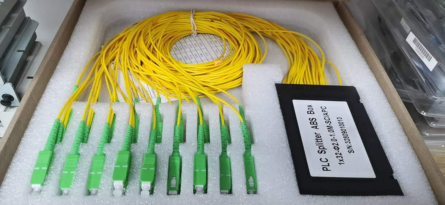 Elfcam Separatore Ottico del PLC del Cavo a Fibre Ottiche con i Connettori dello SC/APC Simplex Monomodale, con Scatola in ABS (1X16)