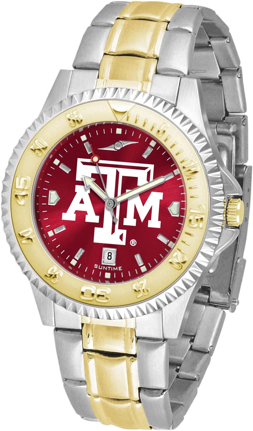 SunTime Texas A&M Aggies Men's Competitor Steel Watch Two-Tone Gold/Silver with Anochrome Dial