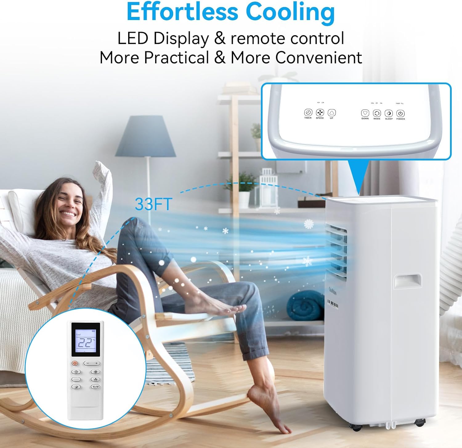 Portable Air Conditioners, 8400 BTU air conditioner Cools Up to 350 Sq.Ft, 3 in 1 Portable AC with Remote Control,24H Timer,Smart Sleep Mode,Window Installation Kit & Filter Cleaning Brush, S