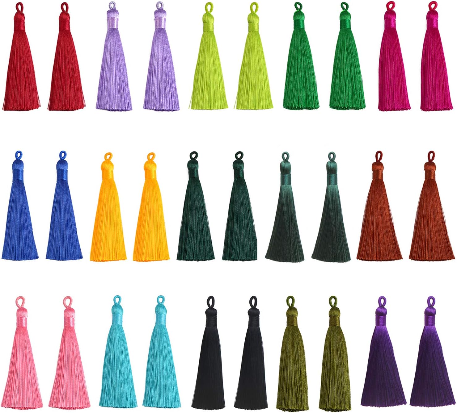 30pcs Tassels Mix Color Style Fashion Soft Silky Imitation Silk Tassels Fit for Jewelry Making DIY Accessories(15 Pairs)