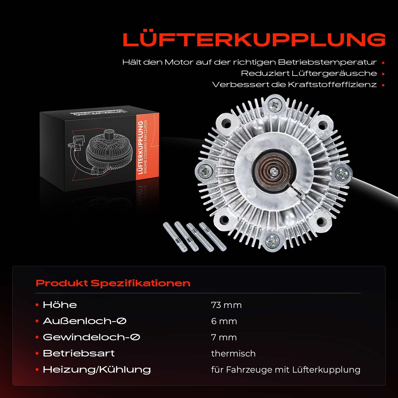 Frankberg Lüfter Kupplung Kühlerlüfter Kompatibel mit Samurai Geländewagen Geschlossen SJ 1.3L 1988-2004 Swift I AA 1.3L 1984-1989 Swift II Schrägheck EA MA Vitara ET TA TD