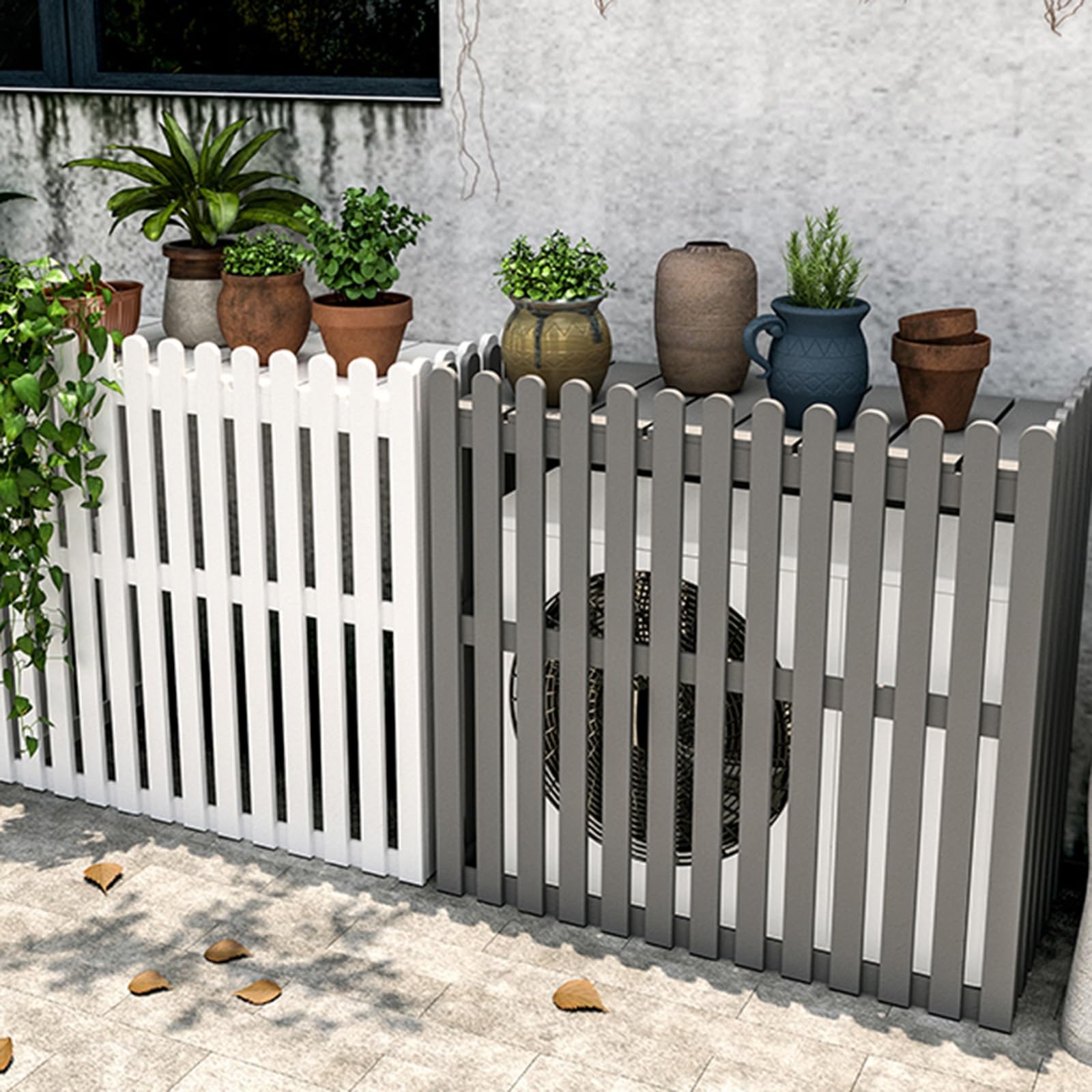 Paneles de valla de privacidad para exteriores, de madera, para aire acondicionado, decoración de jardín, cubierta de ventilación de aire acondicionado, pantalla decorativa para mayor privacidad y