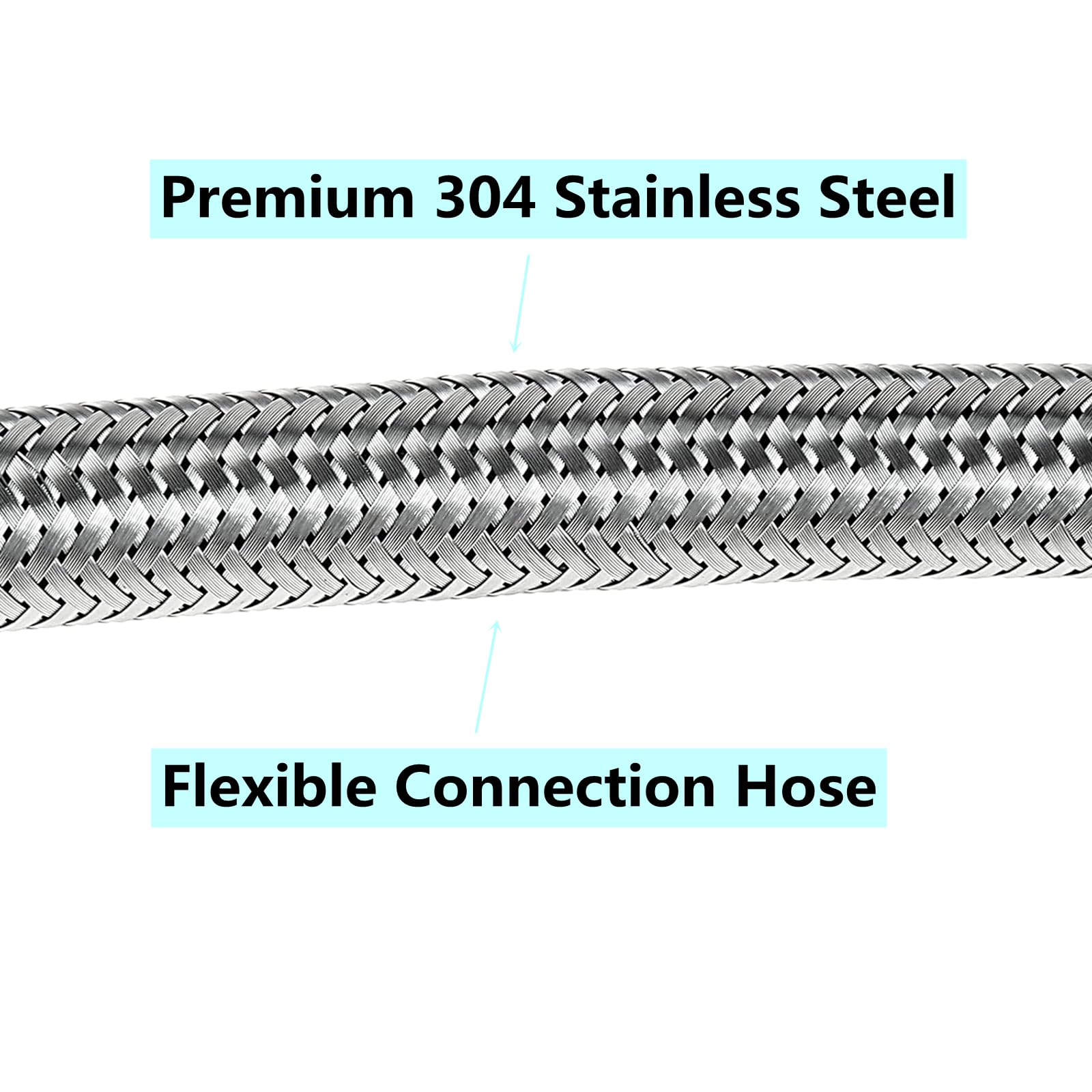 DOJA Industrial Flexible Hose Pack Of 2 Male Thread 1/2 Inch Female Thread 1/2 Inch 20 Cm Length Stainless Steel Reinforced Hose For Tap, Washbasin - View #4