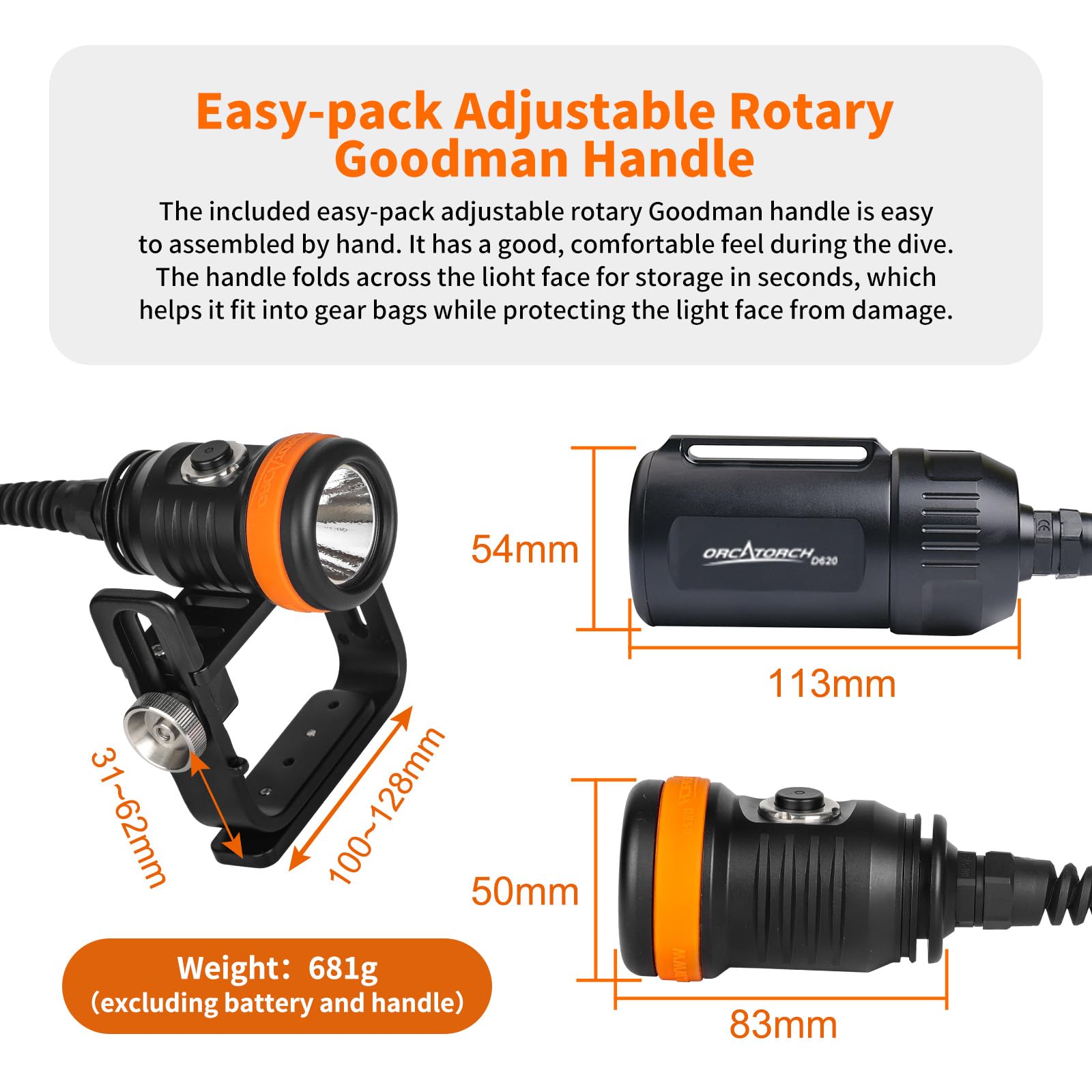 Amazon.com : ORCATORCH D620 V2.0 2700 Lumen Primary Canister Dive