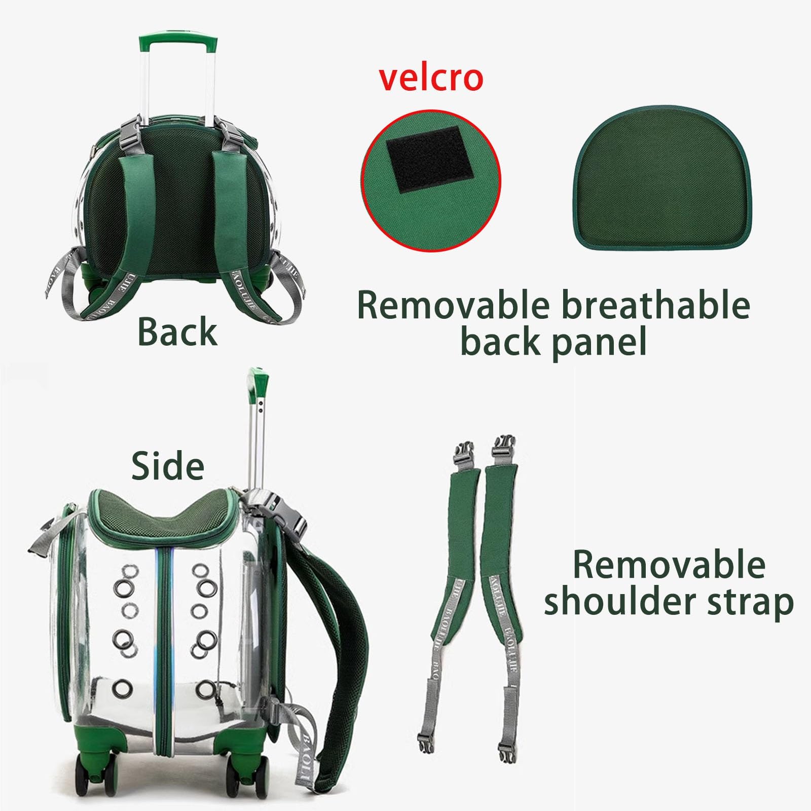 Mochila de Viaje para Mascotas con Ruedas, Funda con Carrito para Mascotas, Mochila para Perros y Gatos, Diseño Ventilado para Viajes, Senderismo y Uso al Aire Libre(Orange)