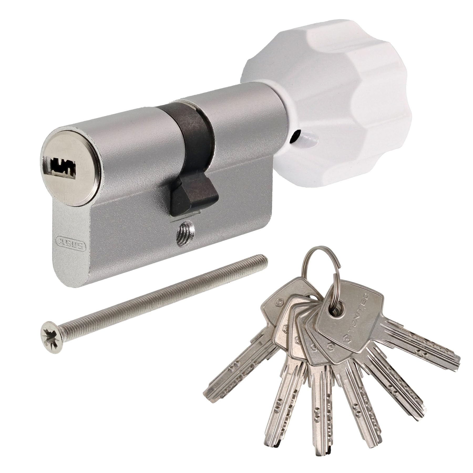 Cylindre ABUS TEC440 anti-blocage à bouton blanc EasyTurn 30/45 K