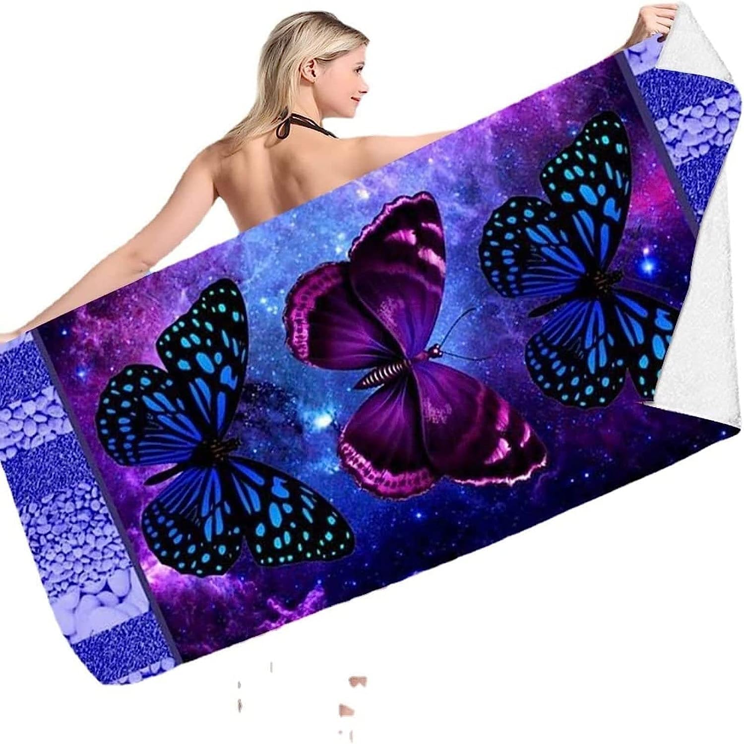 Badetuch XXL 150 X 200 cm, Mikrofaser Schnelltrocknend Strandtuch 3D Farbkritzel-Schmetterling Strandhandtuch Sauna Badehandtuch Yoga Handtuch Strandtücher Strandlaken Duschtuch Duschhandtuch -3I1R