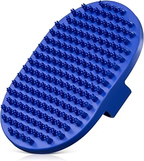 Dog bath brush, ROPO rubber massage pet shampoo brush, used for pet grooming, removing shedding fur, combing tangles and dead fur, suitable for pet dogs and cats (blue)