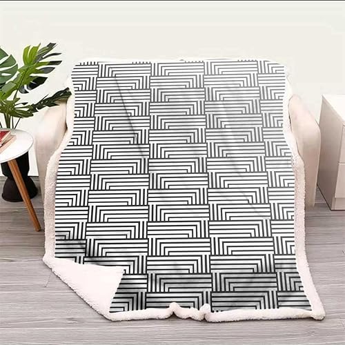 Cobijas Calientes para Invierno Geometry Line, Manta moderna para exteriores, decoración para dormitorio, artículos esenciales de tamaño pequeño,