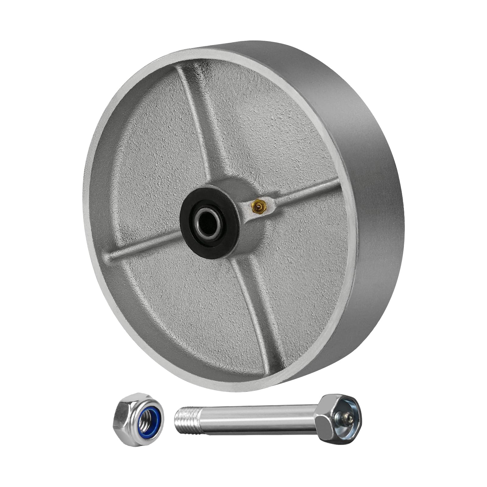 Ruote girevoli industriali da 20,3 x 5,1 cm, in acciaio ghisa, resistenti fino a 589,7 kg, cuscinetto a rulli, foro da 1/2, ruota di ricambio per magazzini e costruzioni (confezione da 20)