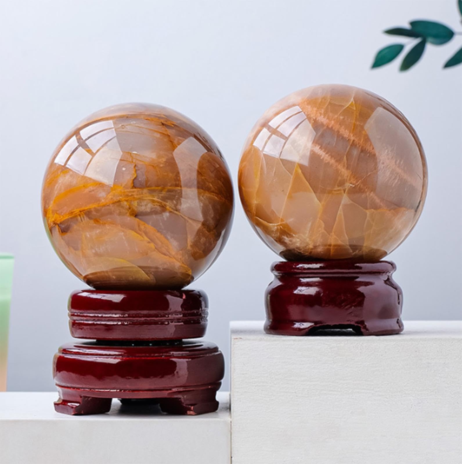 Bola de Piedra Lunar Naranja, Bola de Cristal Natural, Bola de Adivinación Pulida, Esfera de Cristal Curativa, Bola Decorativa, Decoración de Habitación de Meditación Reiki Chakra,55-60mm