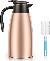 Vista 9 de 1 unidad de Jarra de café térmica de 68 OZ, Jarra de café aislada de acero inoxidable de doble pared con vacío térmico y cepillos, Termo