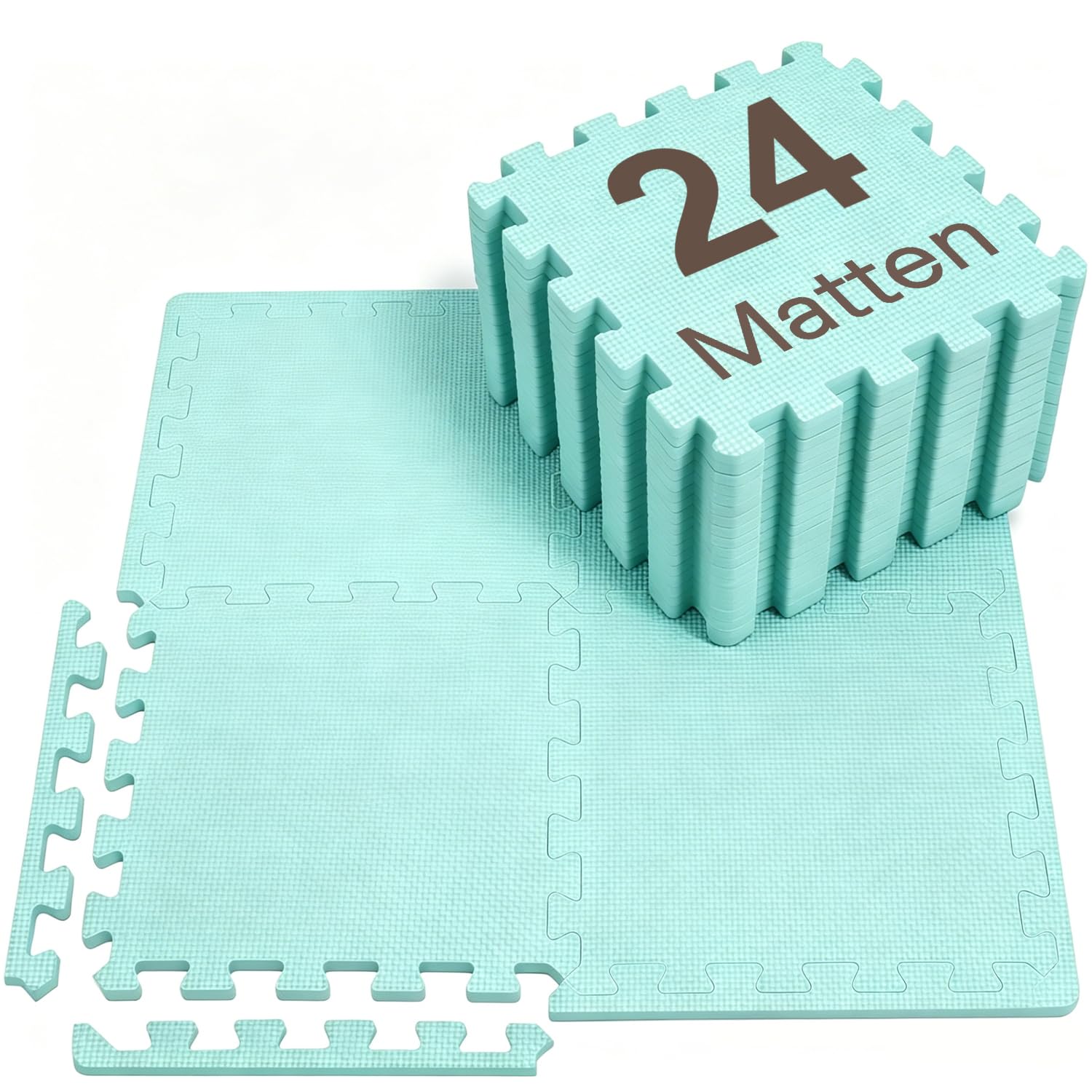 Mata ochronna, zestaw fitness [31 x 31 cm] – 24 puzzle – mata sportowa EVA, mata sportowa, mata do fitnessu, antypoślizgowa, mata podłogowa do siłowni i sprzętu fitness, mata chroniąca przed upadkiem