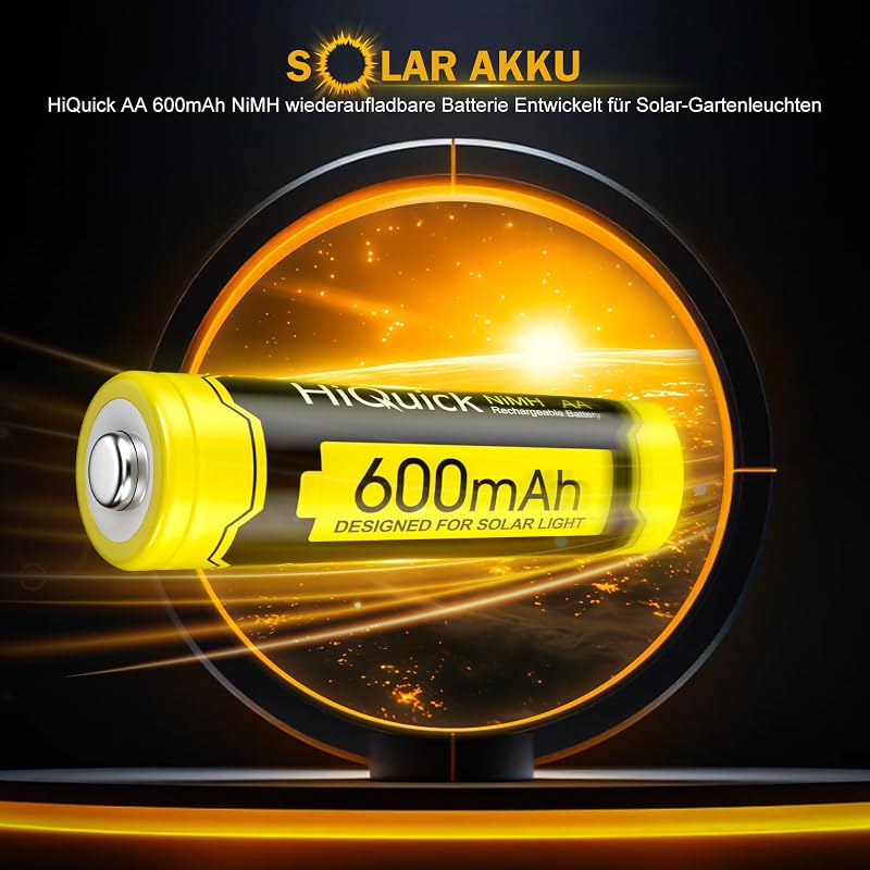 HiQuick Szolár AA Akkumulátor 12db 600mAh Napelemes Lámpa Töltéshez