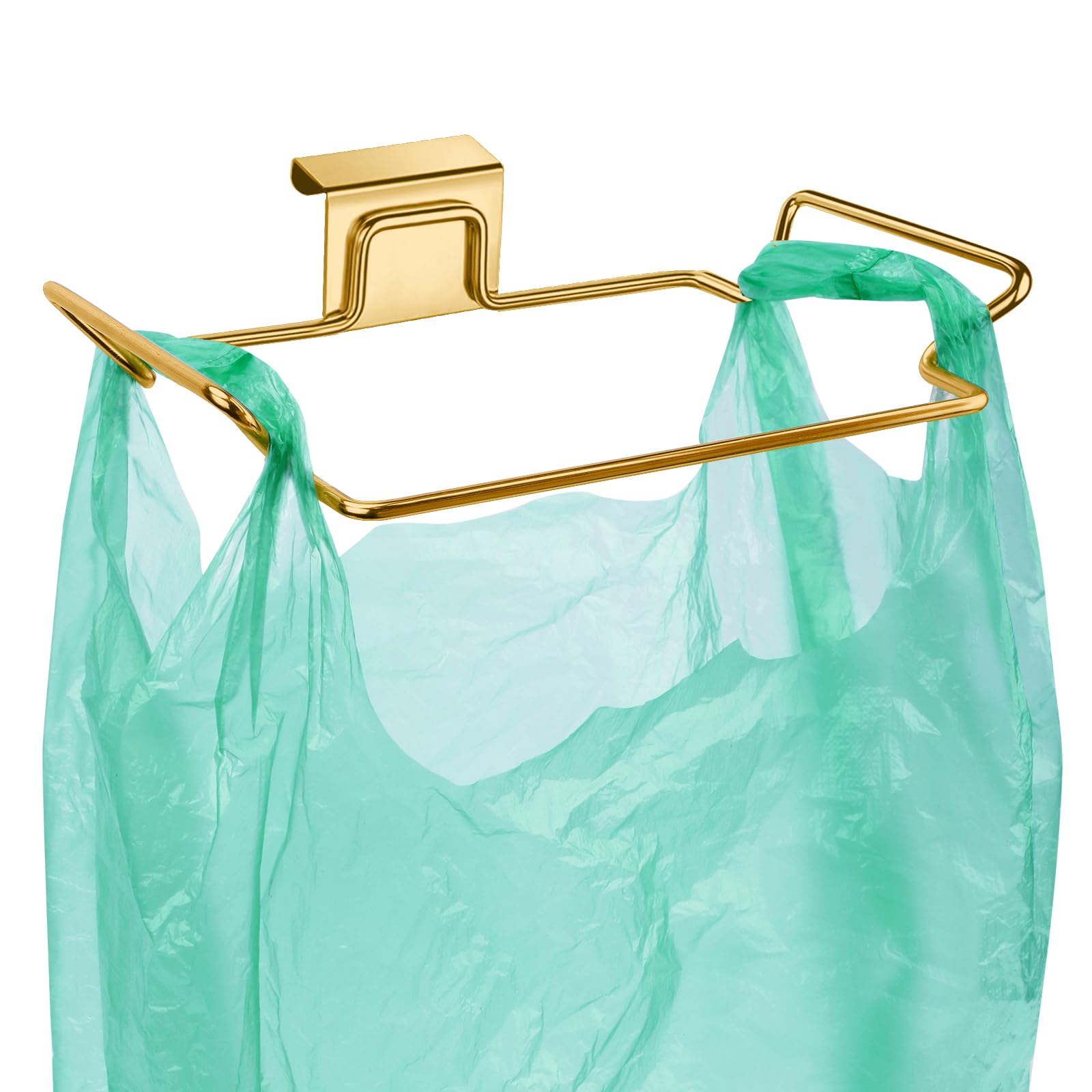 Large Stainless Steel Trash Bag Holder for Kitchen Cabinets Doors and Cupboards, Gold